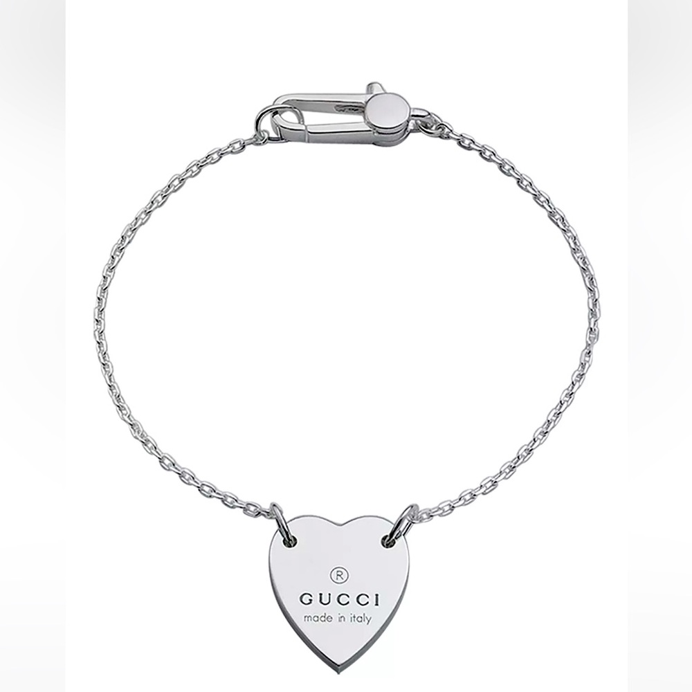 Gucci: Sterling Silver Logo Heart Trademark Bracelet (New/Original Packaging)